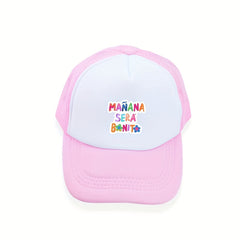Y2K Letter Print Trucker Hat Pink Block Mesh Baseball Cap