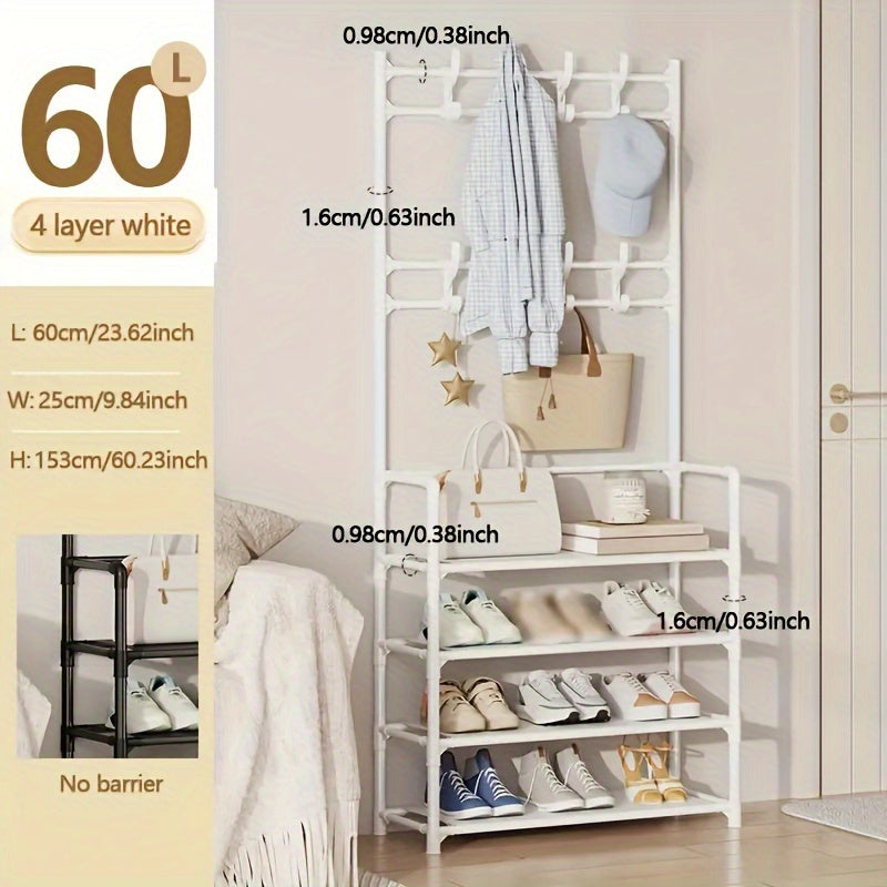 Coat Rack Shoe Storage Shelf Hanging Clothes Stand Hats Coats Balcony Drying Rac