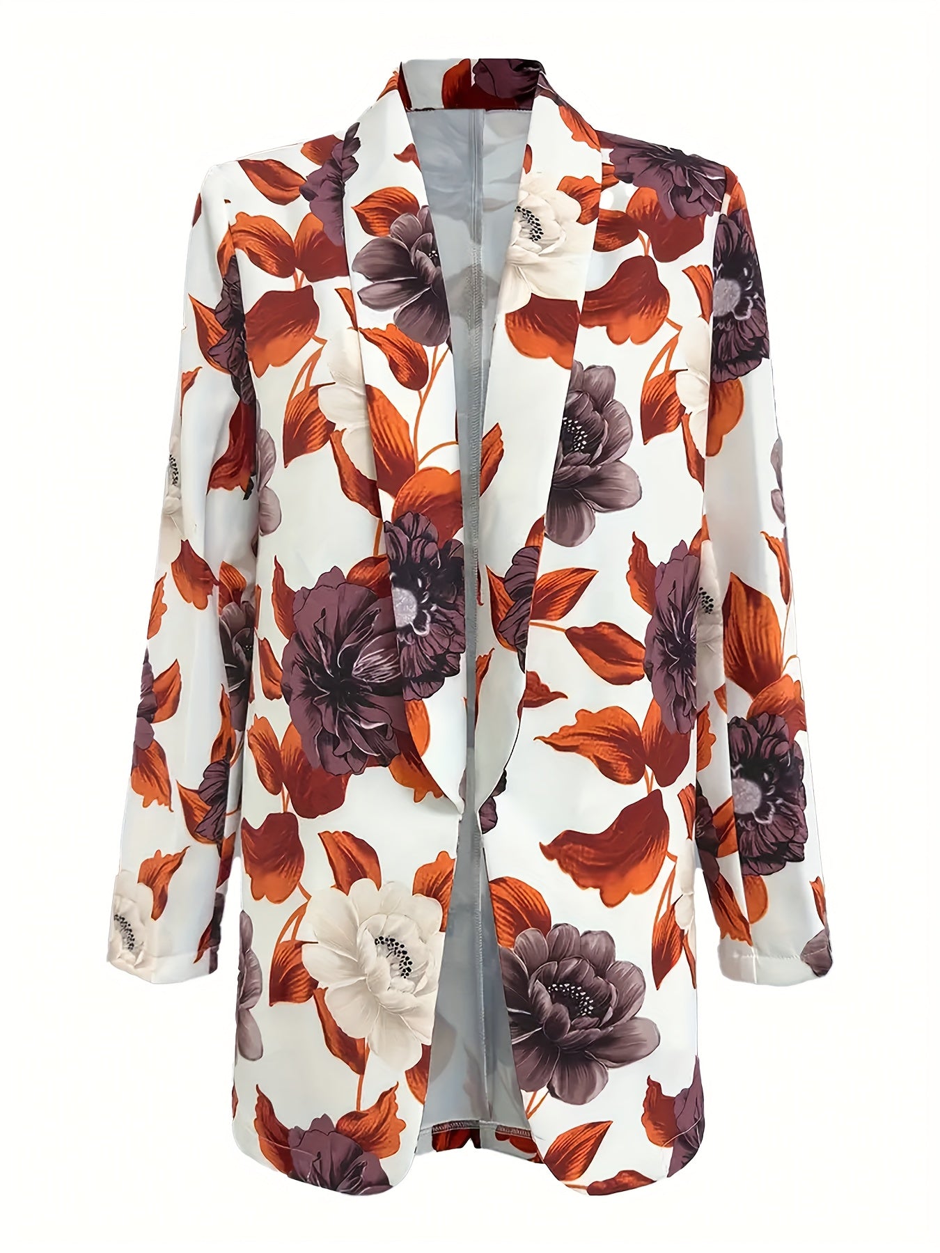 Floral Print Long Sleeve Office Blazer