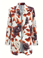 Floral Print Long Sleeve Office Blazer