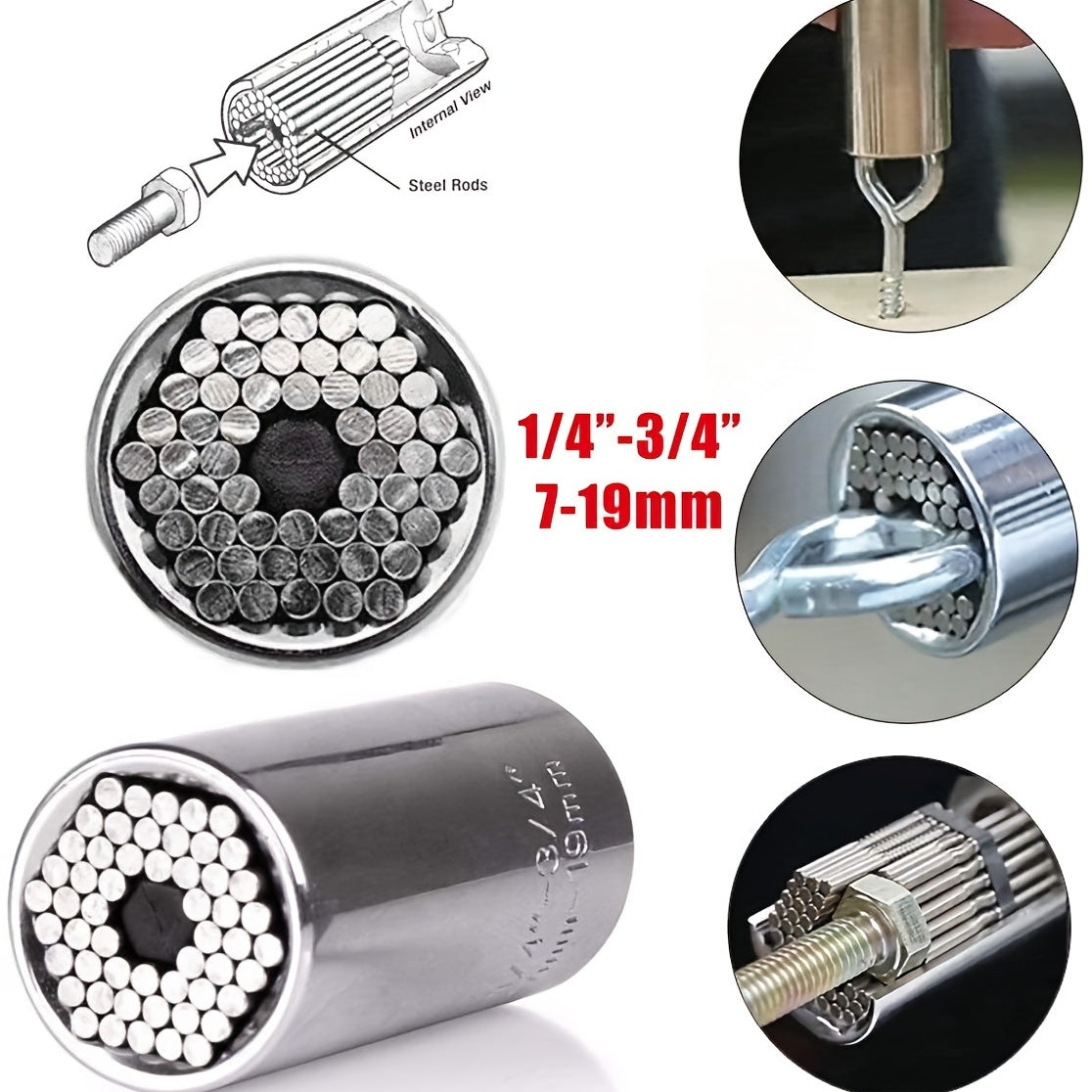Universal Socket Sleeve Wrench Repair Tools 7 19mm Hex Shank Adapter Ratch