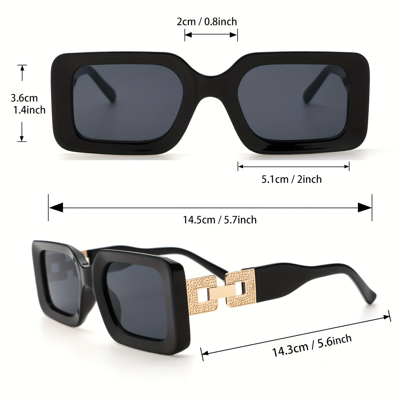 Men's Full Frame Square Sunglasses Set