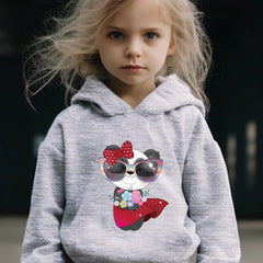 Happy Bowknot Panda Print Hoodie & Pants Set for Girls