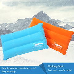 Compact Flocked Fabric Air Pillow for Camping Ergonomic Support Orange