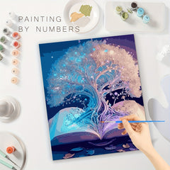 DIY Painting By Numbers Kits Canvas Arts Crafts Home Decor Book Tree 40x50cm