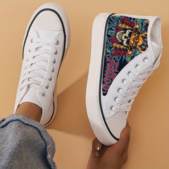 Horror Tattoo Pattern High Top Canvas Sneakers