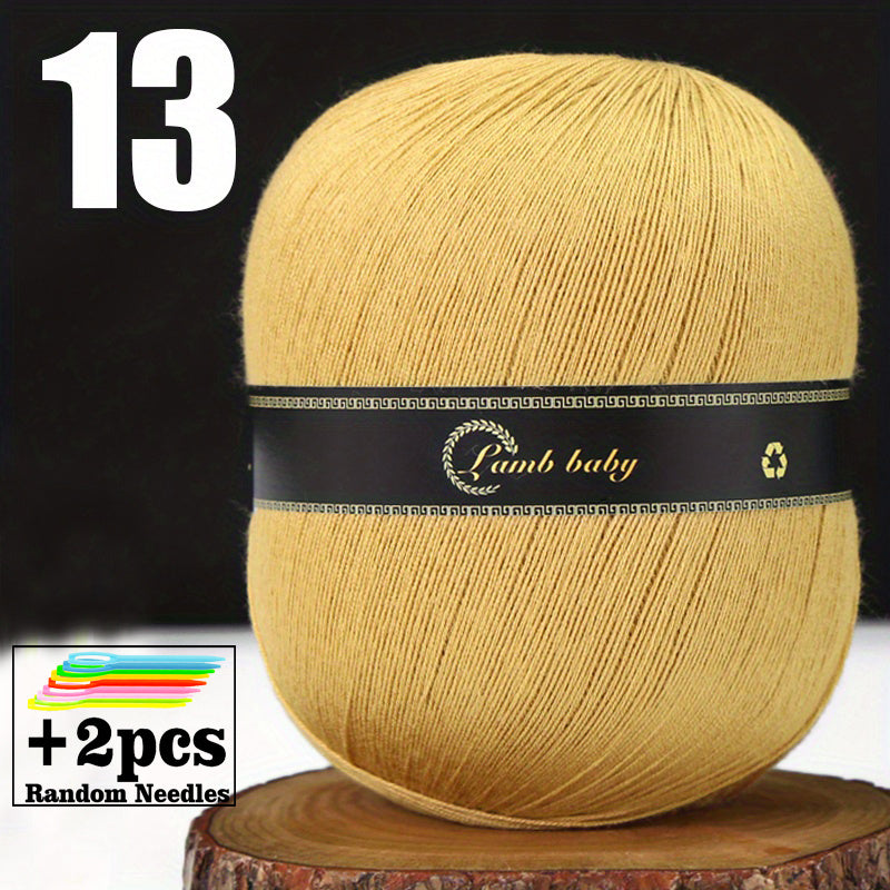 Solid Silk Yarn & Green Needles Set for Crocheting Knitting - 150g