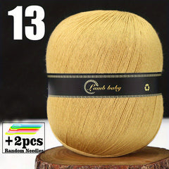 Solid Silk Yarn & Green Needles Set for Crocheting Knitting - 150g