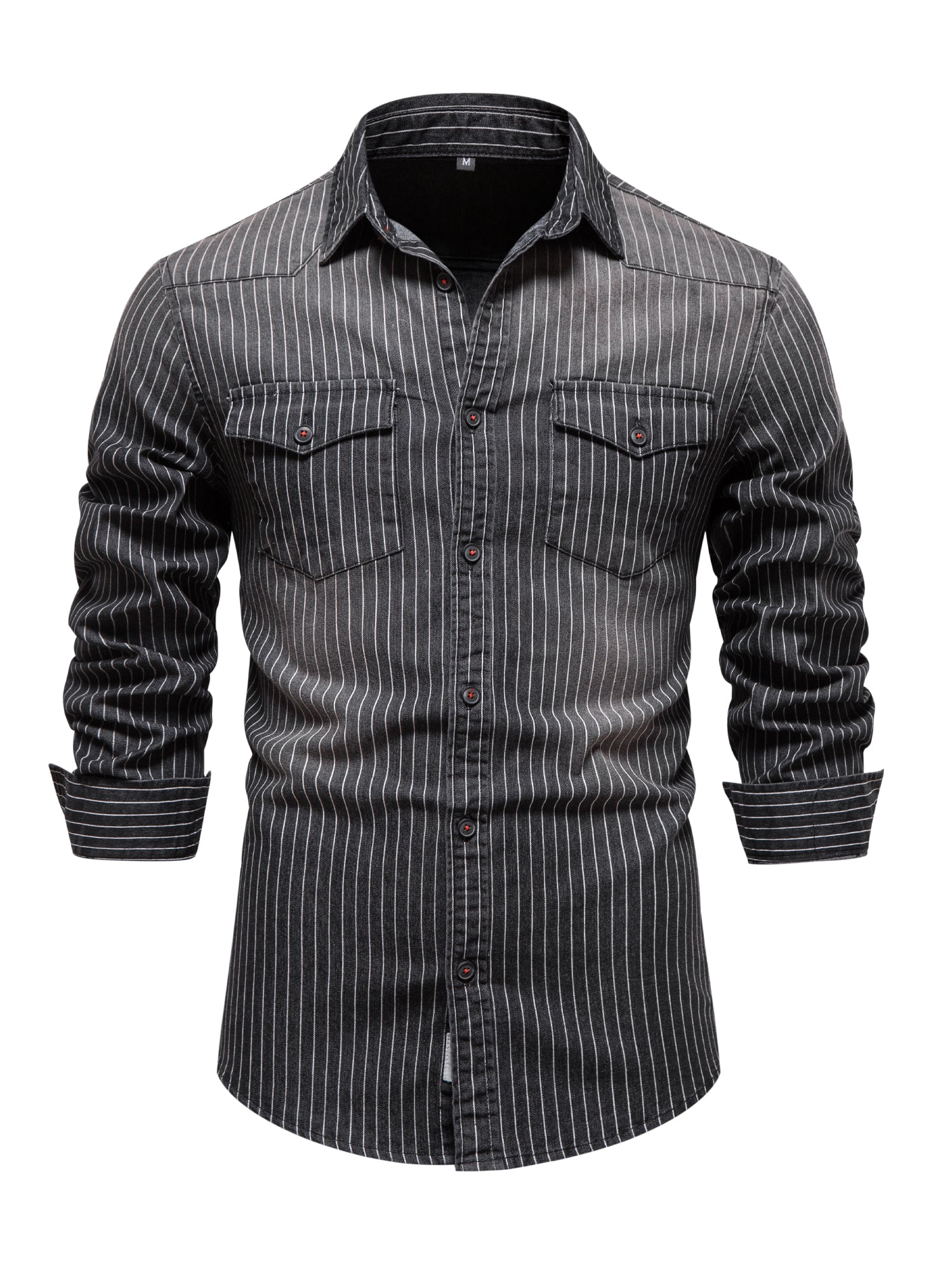 Men's Striped Stretch Denim Shirt Casual Slim Fit Jeans