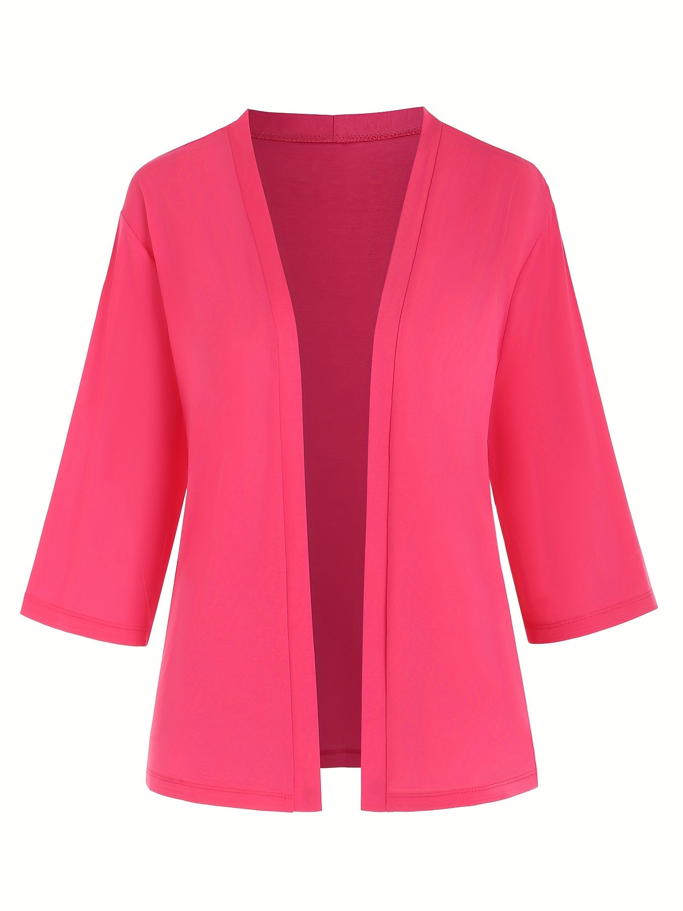 Basic Cardigan Women's Plus Plain Open Front Thin Cardigan