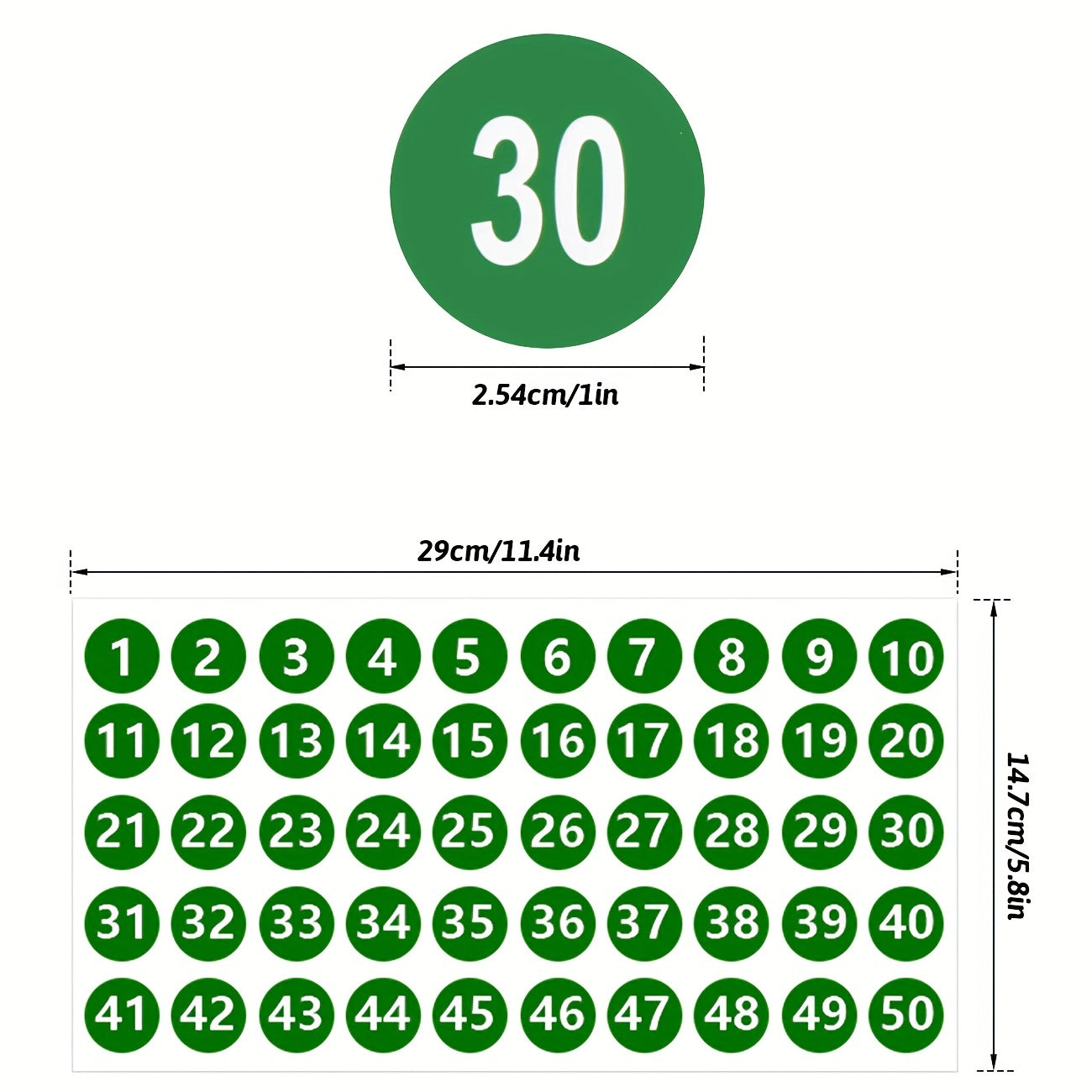 Consecutive Number Stickers 1" Vinyl Decal Self Adhesive