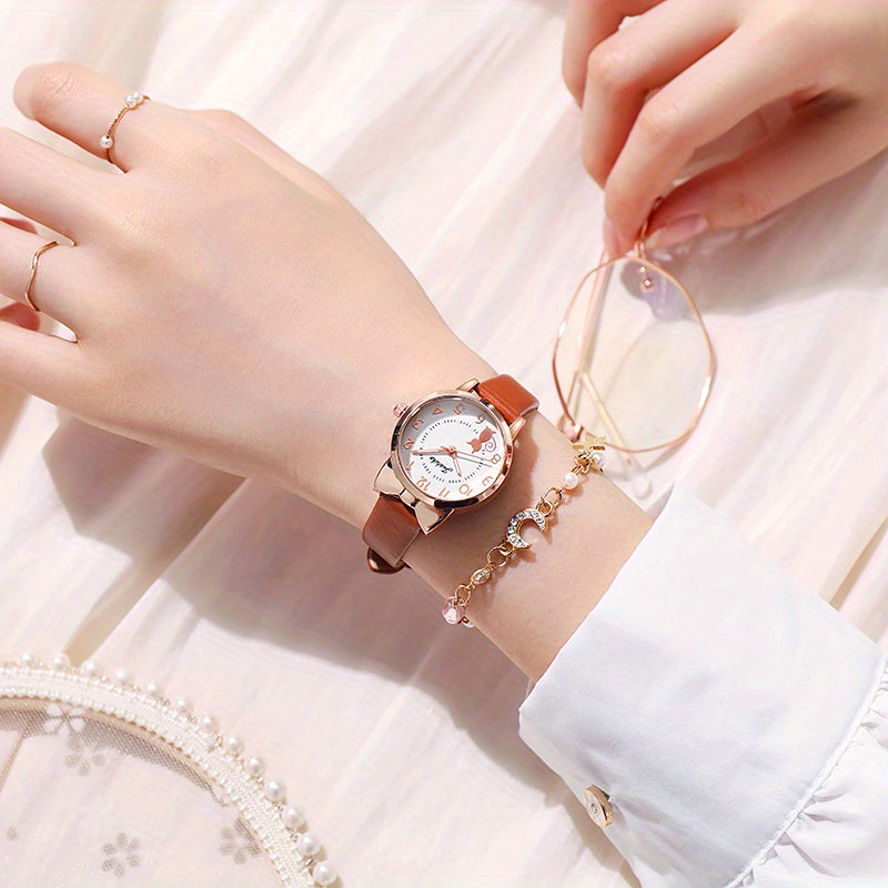 Pointer Quartz Cat Watch For Girl Waterproof Gift