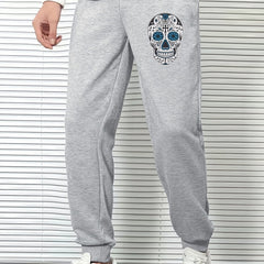 Skull Head Print Men's Sports Pants Drawstring Jogging Trousers