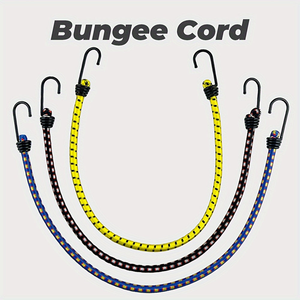 3pcs 8mm Bungee Cords Hooks Heavy Duty Elastic Straps Luggage Camping Tent