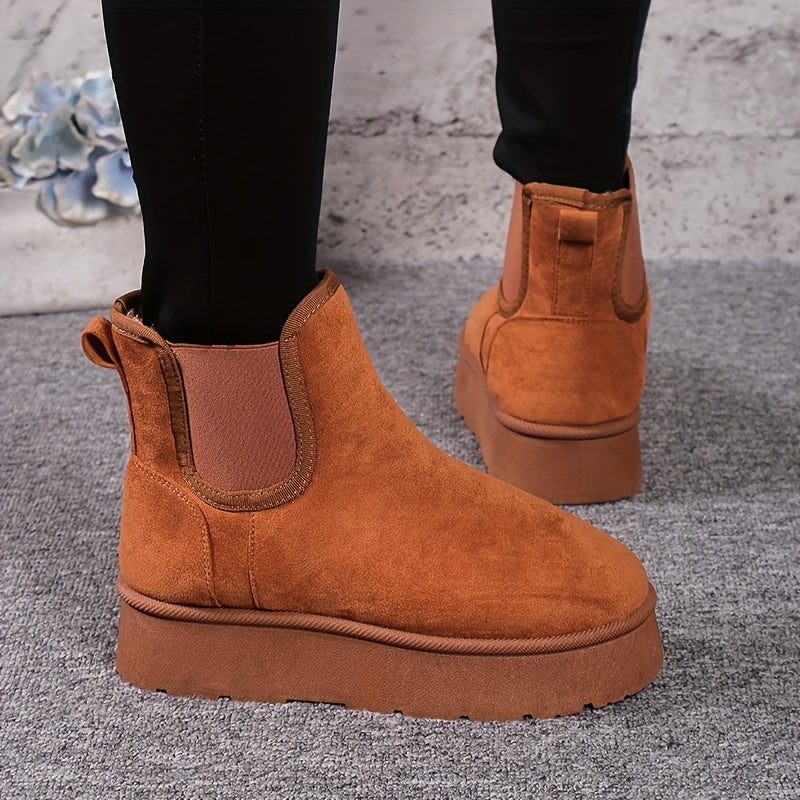 Women's Plush Inner Thermal Chelsea Boots Slip On Ankle Boots