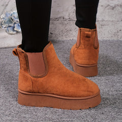 Women's Plush Inner Thermal Chelsea Boots Slip On Ankle Boots