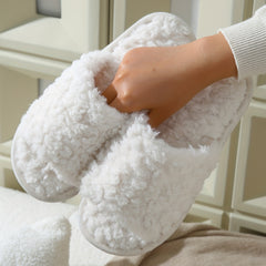 Plush Lined Open Toe Slippers Cozy Slip On Shoes