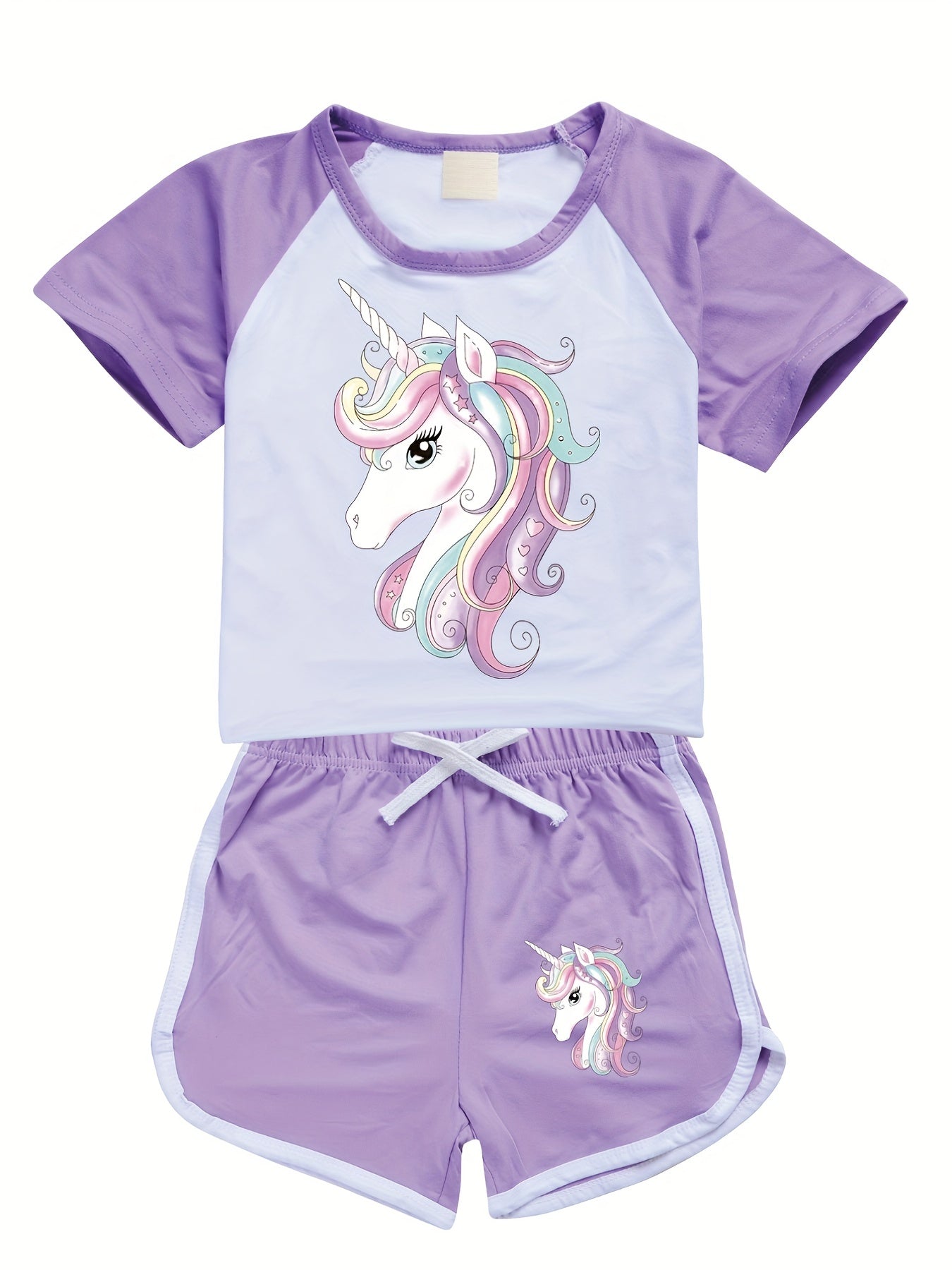 Unicorn Pattern Kid's PJ Set Comfy Loungewear for Summer