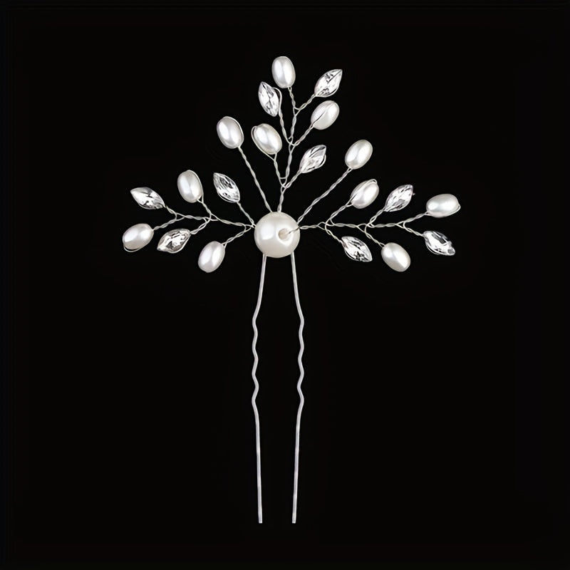 Crystal Faux Pearl Rhinestone U Hairpin Wedding Bridal Accessories