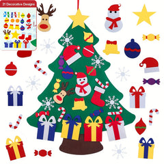 DIY Felt Christmas Tree With Detachable Ornaments Wall Hanging