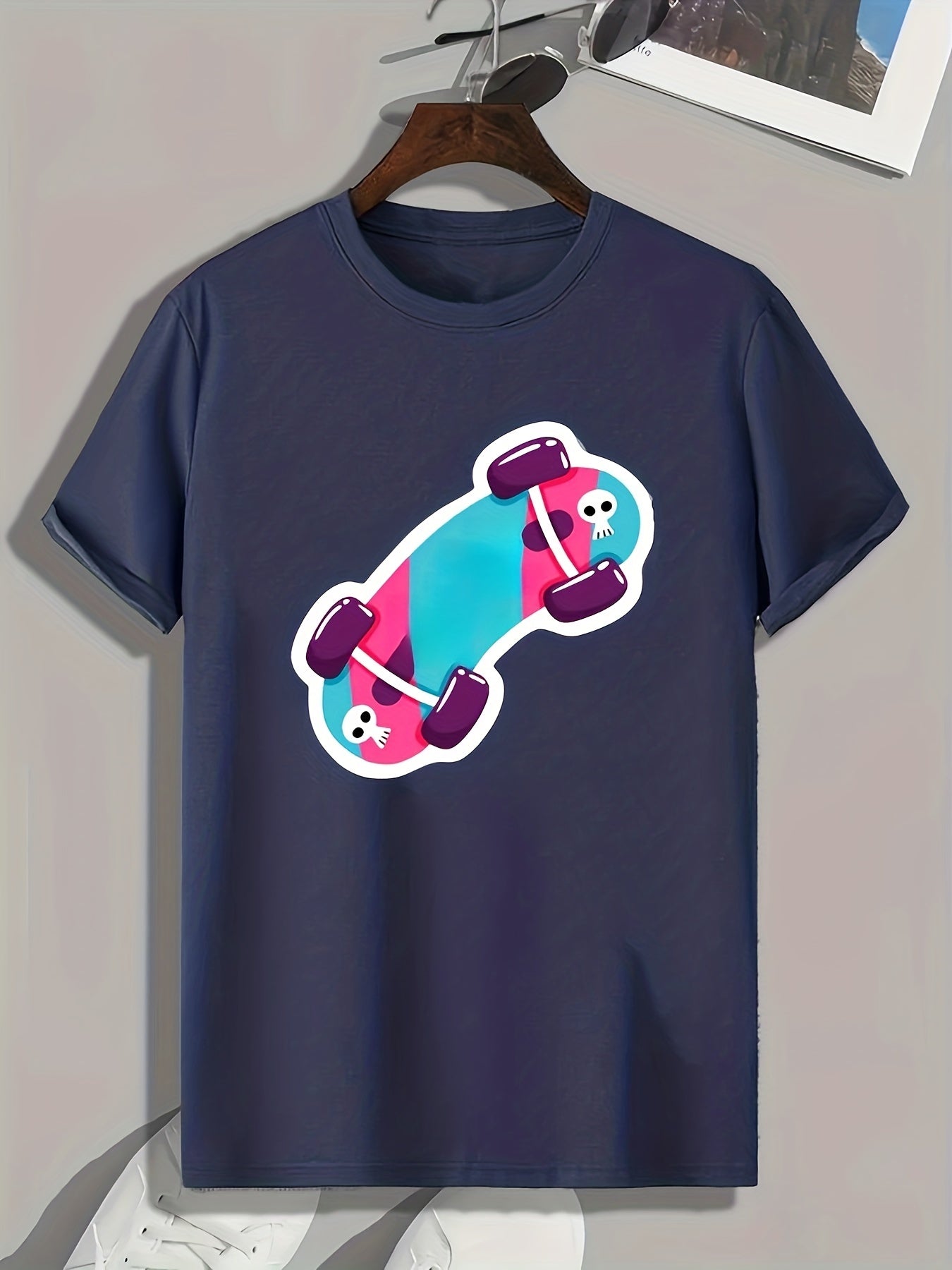 Skateboard Print Men's Graphic T shirt Casual Comfy Tees For Summer