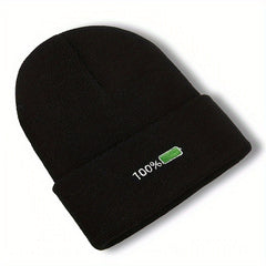 Embroidered Knitted Beanie Hat for Winter Outdoor Activities