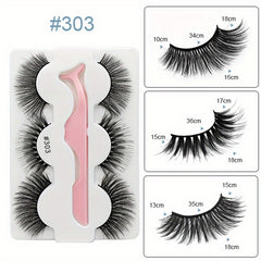 3 Pairs Natural 5D False Eyelashes for Charming Effect