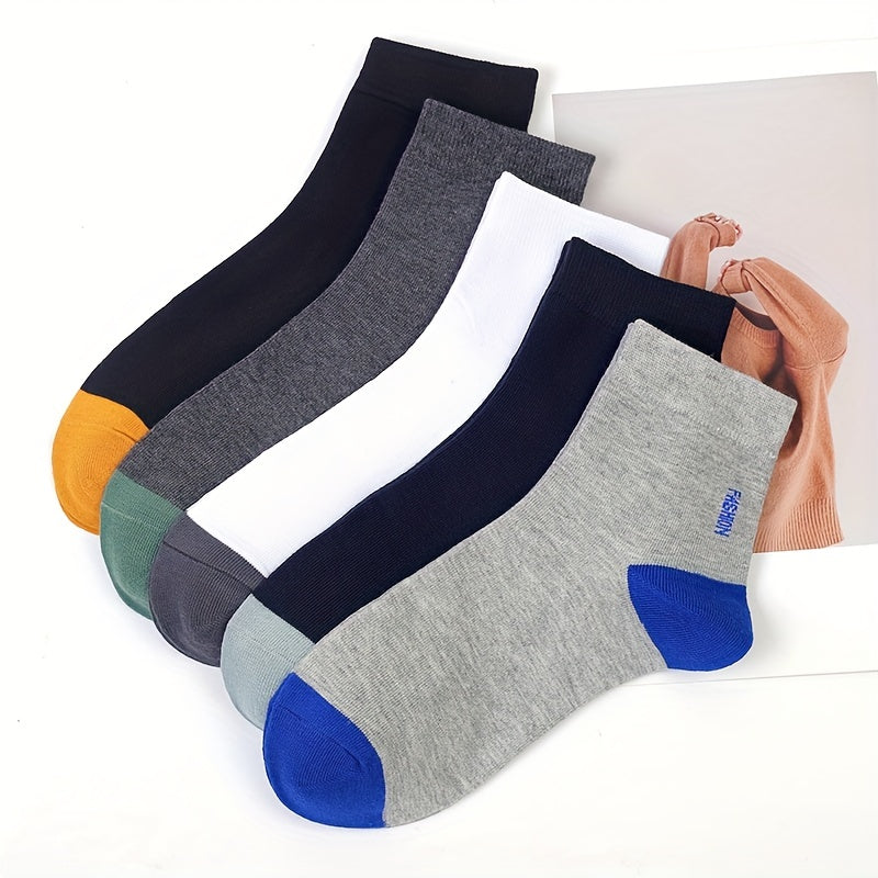 Men's Block Crew Socks Breathable Comfy Casual Unisex Socks