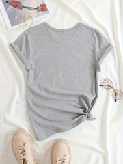 Floral Leopard Print Casual T Shirt Round Neck Short Sleeves Soft Sporty