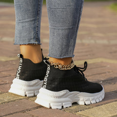Women's Lace-up Running Shoes Letter Pattern