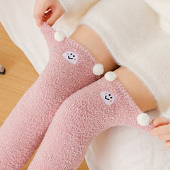 Cartoon Fuzzy Thigh High Socks for Women