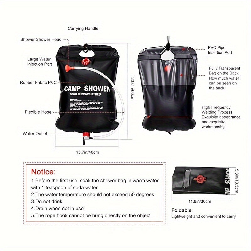 Portable 20L Outdoor Bath Shower Water Storage Bag