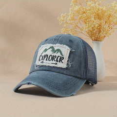 Explorer Embroidery Patch Baseball Cap Washed Distressed Sun Hat