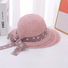 Wide Brim Sun Hat with Ribbon Bowknot for Women
