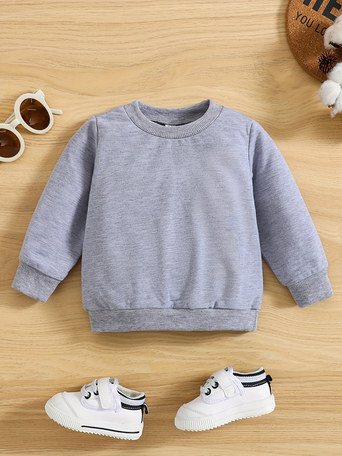 Baby Long Sleeve Pullover Top Solid Sweatshirt