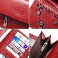 HUMERPAUL Women's Leather Wallet RFID Blocking Long Zipper Clutch