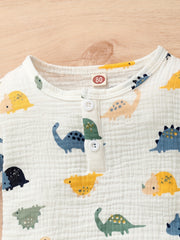 Baby Boys 2pcs Animal Pattern Short Sleeve Shorts Summer Set