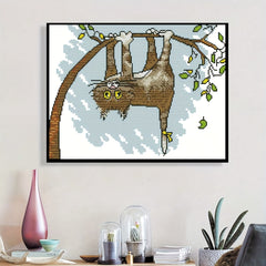 Cross Stitch Animal Series Upside down Cat DIY Embroidery Kit