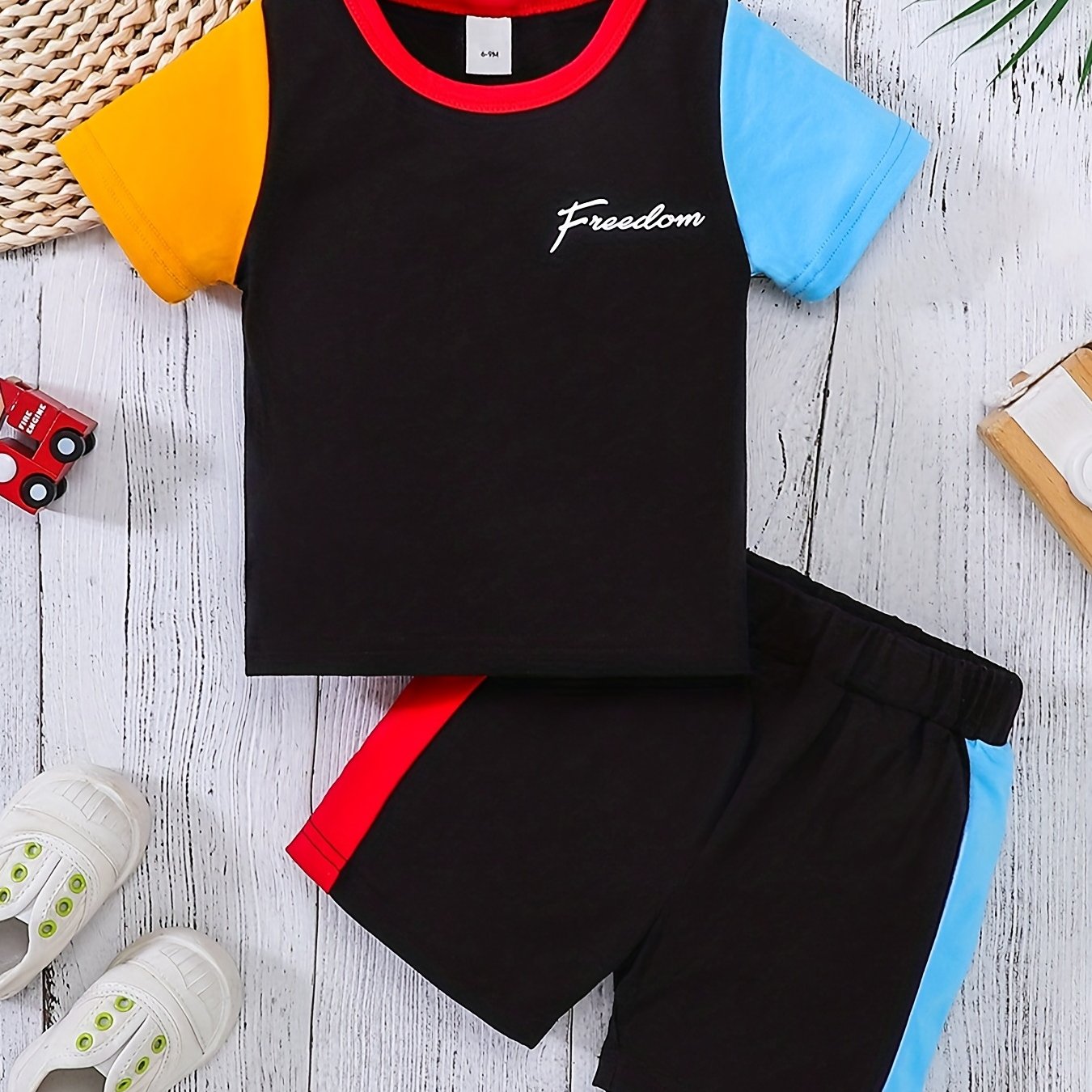 Toddler Boys T-shirt Shorts Set Casual Outfit Contrast