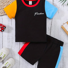 Toddler Boys T-shirt Shorts Set Casual Outfit Contrast