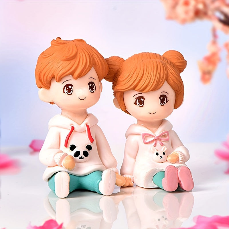 Mini Sweater Couple Statues Fairy Garden Micro Landscape Home Decor