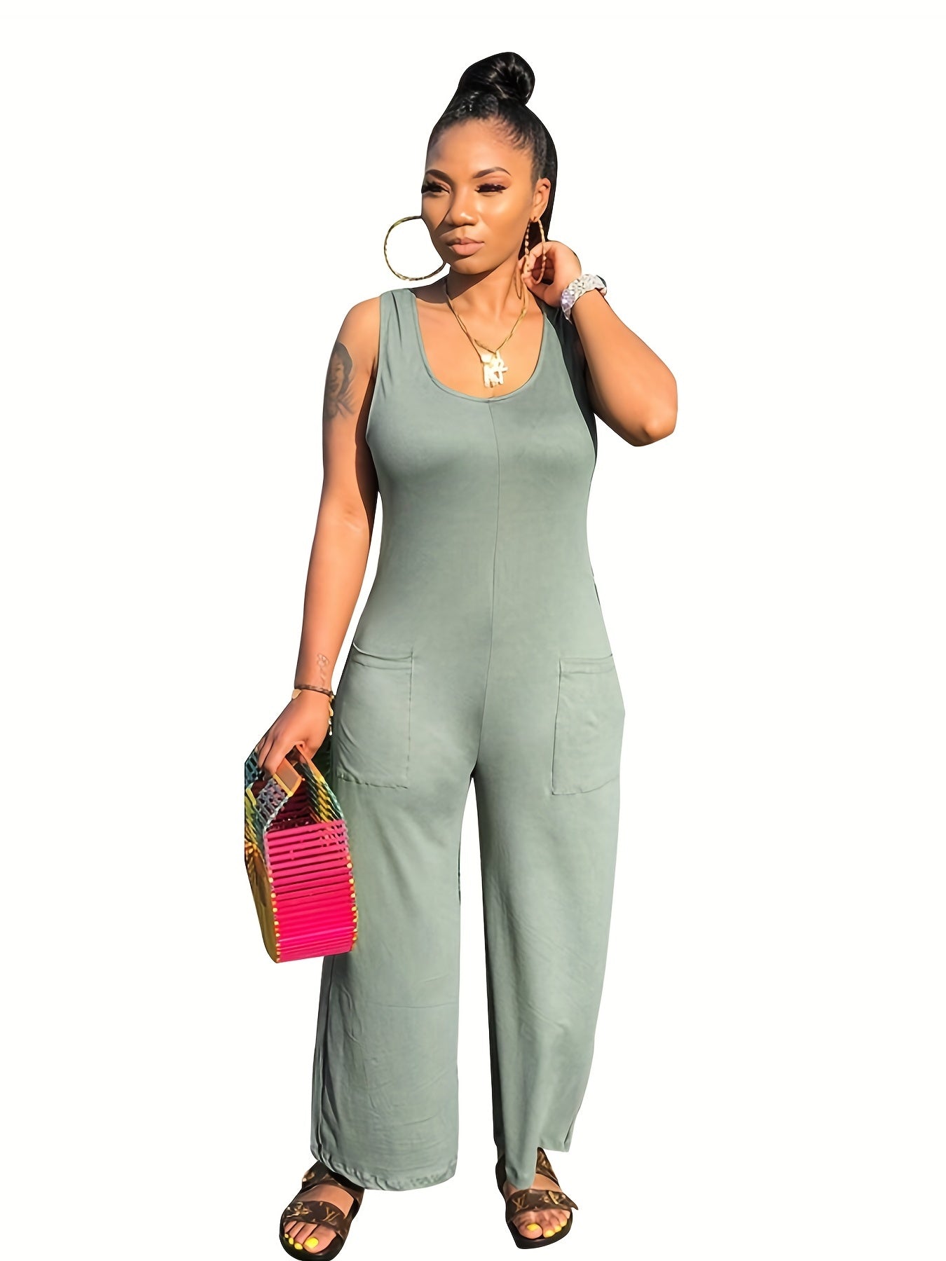 Sleeveless Wide Leg Jumpsuit for Women
