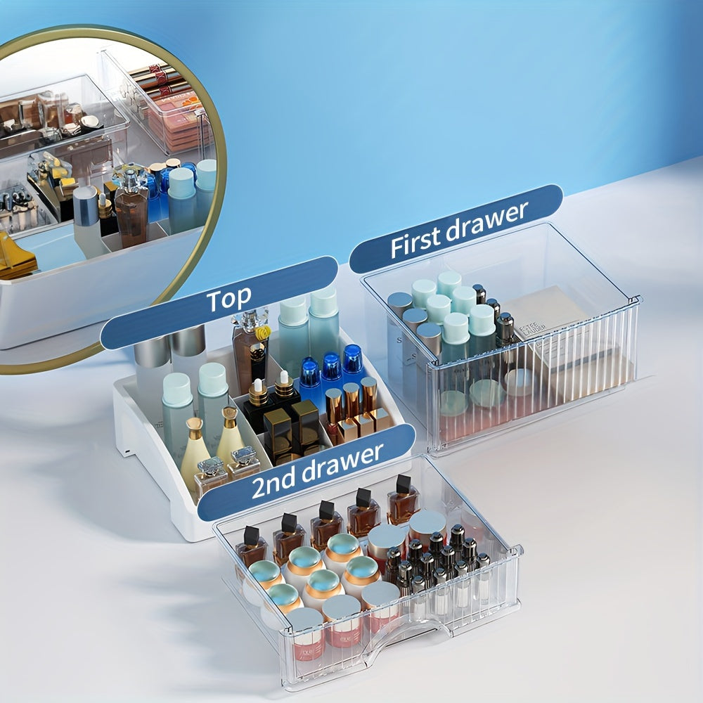 Acrylic Crown Storage Box 3 Layers Large Capacity 2 Drawers
