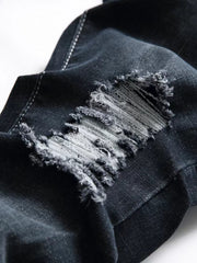 Boys Ripped Distressed Stretch Jeans Skinny Slim Fit Washed Denim Pants