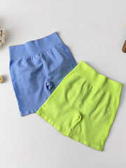 2pcs High Waist Yoga Shorts Tummy Control Skinny Running Workout Activewear