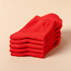 5 Pairs Red Mid tube Socks Women's Stockings