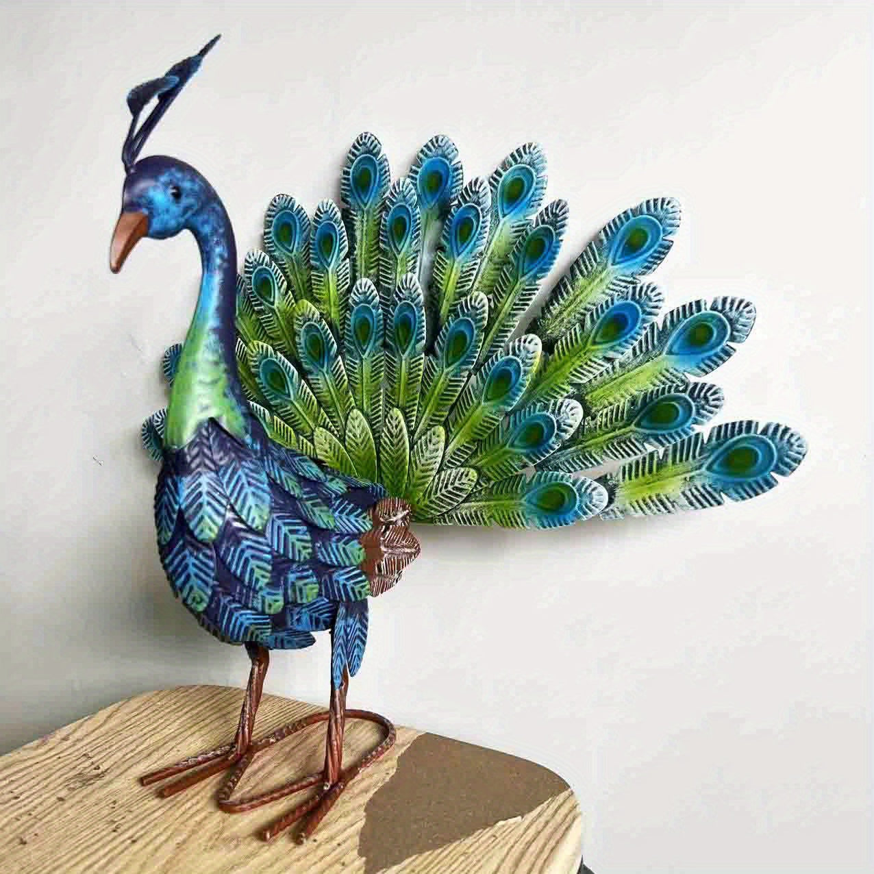Realistic Metal Peacock Outdoor Statue Garden Decor