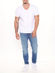 Men's Skinny Stretch Jeans Casual Slim Fit Denim Pants