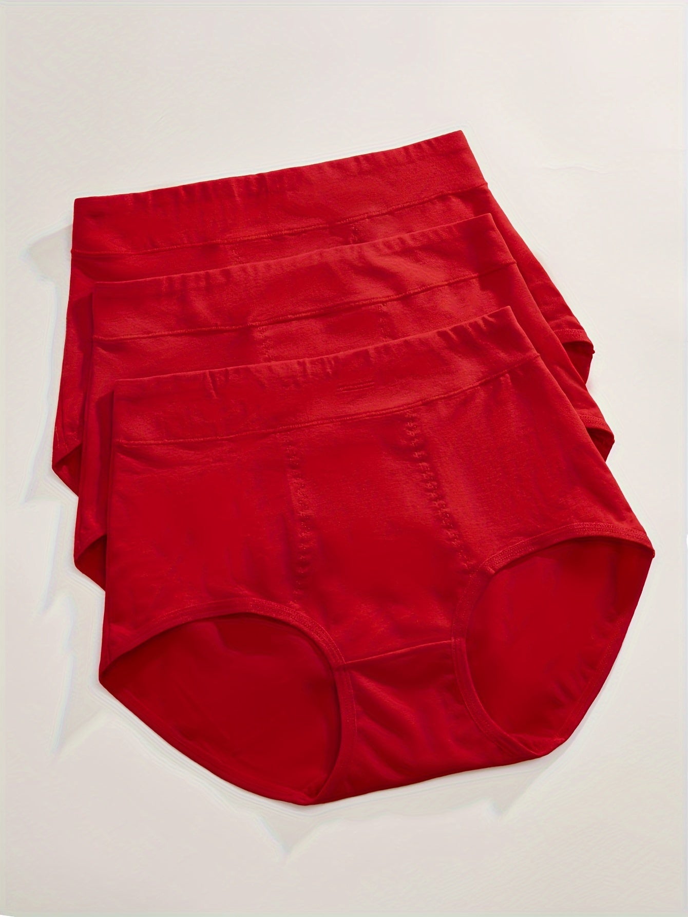 3pcs Solid Briefs Comfy & Breathable Stretchy Intimates Panties