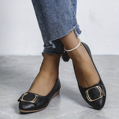 Women's Pointed Toe Ballet Flats Bow Slip-On Soft Sole Faux Leather Shoes